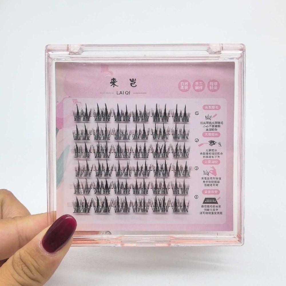 Non adhesive double pointed wheat ear false eyelashes
